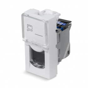 Cabeus KJ-RJ45-Cat.6-SH-180T-FP-L-22,5 Keystone Jack RJ-45(8P8C), 180 градусов, категория 6, экранированная, безинструментный монтаж, вставка Mosaic (