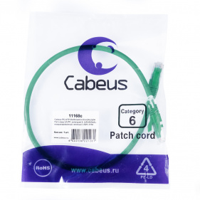 Cabeus PC-UTP-RJ45-Cat.6-0.5m-GN-LSZH Патч-корд U/UTP, категория 6, 2xRJ45/8p8c, неэкранированный, зеленый, LSZH, 0.5м