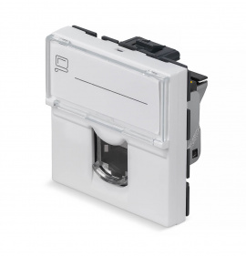 Cabeus KJ-RJ45-Cat.6a-SH-180T-FP-L-45 Keystone Jack RJ-45(8P8C), 180 градусов, категория 6a, экранированная, безинструментный монтаж, вставка Mosaic (