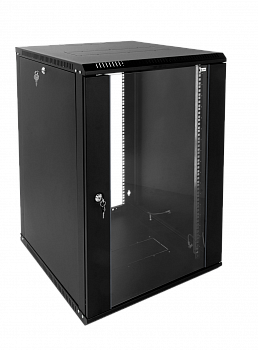 Шкаф коммутационный ЦМО (ШРН-15.500-9005) настенный 15U 600x529мм пер.дв.стекл 200кг черный 470