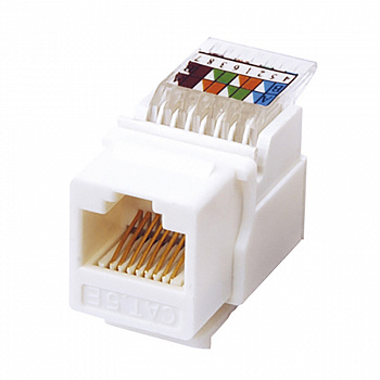 Rexant Модуль Keystone Jack RJ-45(8P8C), UTP неэкранированный, категория 5e, тип 180 градусов,самозажимной, белый 